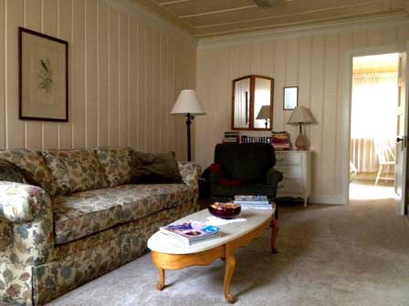 Sunny motel cottage living room with free high speed wifi